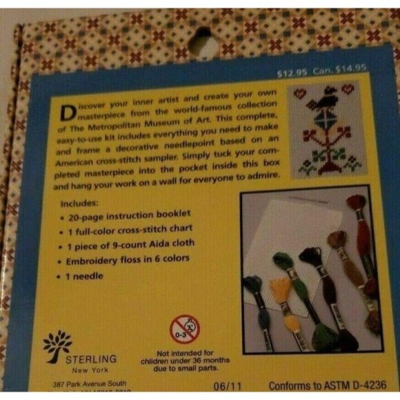 Cross Stitch Kit My Masterpiece American Needlework Sampler Metropolitan Museum - Picture 4 of 9